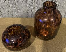 2 Sonoma Goods Speckled Amber Glass Vases-NIB picture