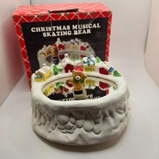 Vintage Musical Ice Skating Bear on Pond Original Box-Works picture