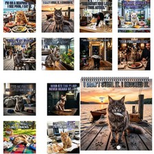 Funny Food Cats 2027 Wall Calendar, Hilarious Cat Quotes, Cat Lover Gift 12x12 picture