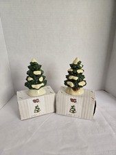 2 Vtg 1987 Lefton Colonial Village Snow Covered Ceramic Original Boxes No Chips picture