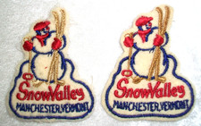 Vintage Snow Valley Manchester Vermont Embroidered Felt Snowman Ski Patches (2) picture