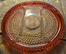 Ruby Band Diamond Point Indiana Glass Divided Relish Server picture