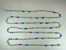 Vintage Mercury Glass Faceted Bead Christmas Garland Multicolor 8' Chartreuse picture