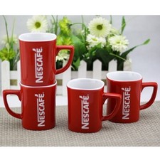 4 Brand New Nescafe Red Cup Mug Coffee Ceramic Collectible 8oz U.S Seller Four picture