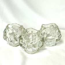 Macy's All The Trimmings Set Of 3 Crystal Votive Candle Holders W/ Original Box picture