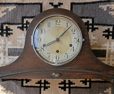 Vintage Antique German Tambour Mantle Clock . not working has key picture
