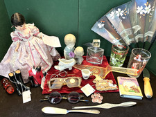 20 pc Grandma's Estate Vintage Junk Drawer Lot Doll Ornament Glasses China picture