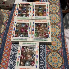 Vintage Santa Land 48 Glass Christmas Ornaments Mixed #3629 med as bulbs picture