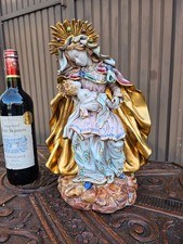 Vintage 1950s PAttarino school terracotta madonna child jesus statue signed picture