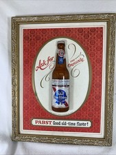Vintage 1960s PBR Pabst Blue Ribbon Beer 3D Bottle  “good Old-time Flavor “ Sign picture