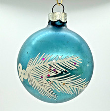 Rare Vintage Franke Confetti Mica Stencil Glass Ornament Blue 2.25