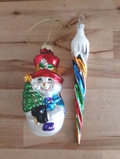 LAUSCHAER GLASKUGELHAUS, GERMANY BLOWN GLASS German  Snowman And Ice Cycle Twist picture