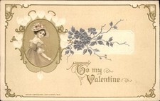 Valentine's Day Young Woman Portrait John Winsch c1910s-20s Vintage Postcard picture