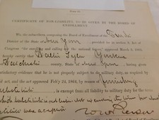 703 Civil War Substitute Certificate 1864 Signed Provost Marshall Yonkers NY picture