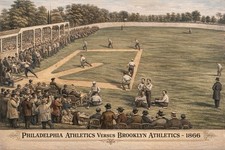 Modern Postcard PHILADELPHIA ATHLETICS VS BROOKLYN ATHLETICS 1866 Baseball D345 picture