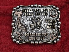 X~Treme ☆2022☆Team Roping Mississippi Rebel RODEO CHAMPION TROPHY BUCKLE☆Rare☆19 picture
