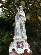 Antique vieux paris porcelain Madonna child statue figurine religious picture