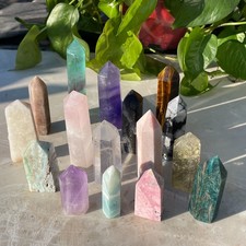 16pcs A LOT Natural  quartz obelisk crystal WAND point healing random picture