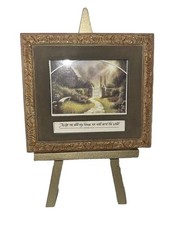 Fun Vintage Miniature Gold Framed Picture On Wood Easel Print  picture