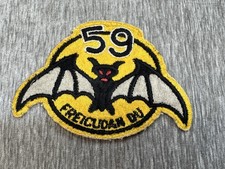 Vintage 59th Fighter Interceptor Squadron Bat Military Unit Patch Yellow Black picture