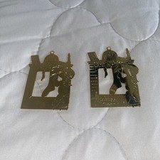 G Duchin Vintage 97’ Christmas Ornaments Fireplace Angel Set Of 2 *etched Names picture