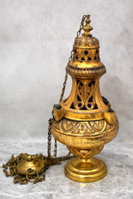 Nice Antique Handmade Baroque Censer, Thurible, Hand Embossed (CU938) chalice co picture