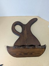 Vintage Wood Wall Pocket Pitcher Planter Hanging Rustic Cottage Core Home Decor picture