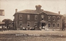 RPPC Hanover High School Illinois IL Jo Daviess County Vtg Postcard J49 picture