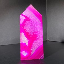 165g Natural pink colour stripe agate ObeliskQuartz Crystal Tower Healing picture