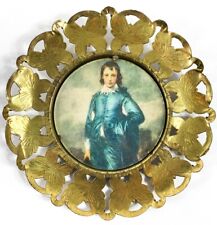 Vintage Blue Boy Brass Butterfly Frame Round England Single Wall Hanger 6