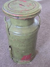 Vintage Green Metal Milk Can Bottle w/ Lid & Farmhouse Decor Bank Conversion  picture