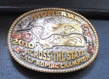 Leo Smith 2010 Montana State Calf Rope Champ Rodeo Trophy Belt Buckle AUTOGRAPH picture