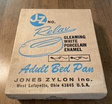Vtg Jones Zylon J-Z No. 500 RELAX ADULT BED PAN Gleaming White Porcelain Enamel picture
