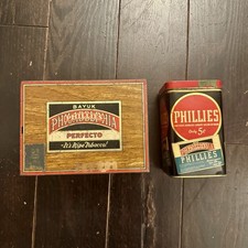 Vtg Bayuk Phillies Cigar Tin Box Philadelphia 5 Cent Perfecto Metal Tobacciana picture
