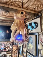 NEW Tattooed Octopus Lamp W/real Pufferfish  Color Changing LED Tiki bar Oceanic picture