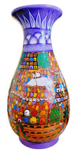 Incredible Large Vintage Mexican Talavera Folk Art Vibrant Multicolor Vase 14