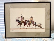 Stephen Mopope 1898-1974 Plains Indian Procession Gouache MCM ORIGINAL Painting picture