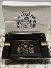 Vintage Club Macanudo 2 Rest Ceramic Black Cigar Ashtray (NEW) picture