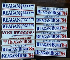 14 Vintage 1984 Reagan Bush Campaign Bumper Stickers Political Memorabilia Lot picture