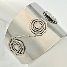 CALDER Vintage Original Designer Unsigned MCM Nickel Silver Cuff Estate Bracelet picture