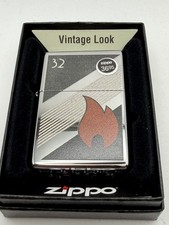 Vintage Look 2022 Flame Design 32 High Polish Chrome Zippo Lighter NEW 48623 B73 picture