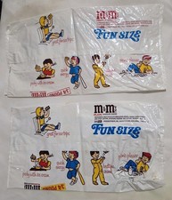 2 Vtg M&M’s Advertising 70s Plain And Peanut 3/4 Pound Fun Size Bags Empty Rare picture