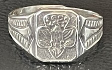 Vintage GIRL SCOUT STERLING SILVER TREFOIL RING-ADJUSTABLE picture