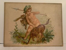 1880's Victorian Trade Card Cherub Pheasant Dog Hunting Tea Coffee Baltimore 4x6 picture