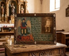 San Miguel Arcángel 1952 Vintage Mexican Ex Voto Cure w/ Photo 12 in picture