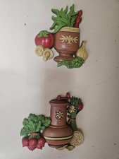 Vintage 1976 Dart Inc Kitchen Wall Plaques Set of 2 Italy French Country Herbs picture
