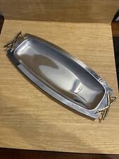 VTG Stainless Steel and Gold Color Handles Serving Tray 16.75” KROMEX BS3 picture