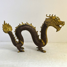 Vintage Chinese Brass Dragon Statue 11.5