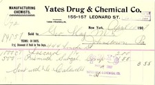 Vintage 1907 Yates Drug & Chemical Co. Billhead picture