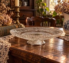 Vintage KIG Pressed Glass Pedestal Dessert Dish Footed Candy Dish Stand Missing picture